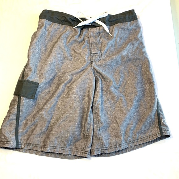 OP Swim Op Brand Gray Men Swim Trunks Velcro Pocket Size M 3234 Tie